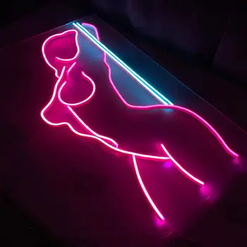 Sexy Lady Neona Zīme, Sievietes ķermeņa atpakaļ Neona Gaismas Zīme, Sienu Apdare Pasūtījuma Neona Zīmes Attēls 2