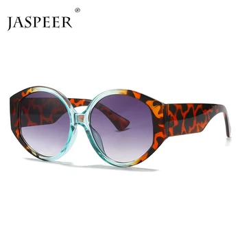 JASPEER Retro Apaļas Saulesbrilles Sieviešu Modes Krāsains Slīpumu, Briļļu Toņos UV400 Vīriešiem Ovāls Trending Leopards, Saules Brilles
