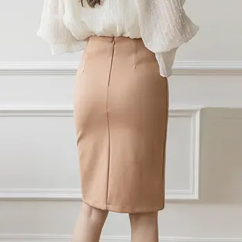 Modes Biroja Lady Paketes Hip Svārki Sievietēm, Augsts Viduklis pusgarās Melnu Zīmuli Svārki Stiept faldas jupe 2022 Attēls 2