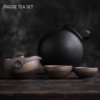 Retro Keramikas Teaware Uzvalks Keramikas apdedzināšanas Krāsns Mainīt Tējkanna Ķīnas Tējas Ceremoniju Ceļojumu Portatīvo Tējas Uzstādīt Vienā Katlā un Divas Tases