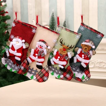 Veļa lielā Ziemassvētku zeķes, Ziemassvētku dekorācijas, Ziemassvētku dāvanu maisiņi Attēls 2