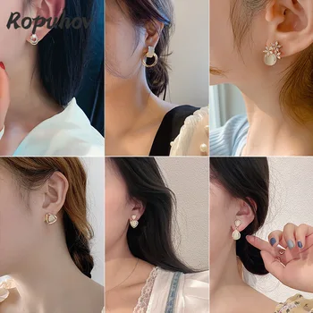 Jauno Sieviešu Auskaru Komplekts Pušķis Pērles Akrila Auskari Sievietēm ir 2021. korejas Treandy Earings Attēls 2