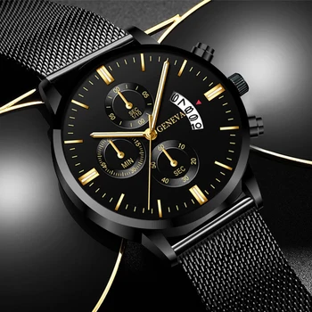 Karstā Pārdot Vīriešu Biznesa Luksusa Pulksteņi, Nerūsējošā Tērauda Ultra Plānas Sieta Josta Kvarca Vīriešu Ādas Kalendāra Rokas pulksteni reloj hombre Attēls 2