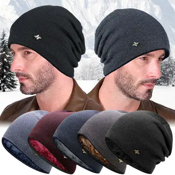 Jaunas Unisex Ziemas Siltā Cepure Modes Vīriešiem Un Sievietēm Biezas Trikotāžas Gadījuma Beanies Vates Āra Sporta Slēpošanas Cepures Attēls 2