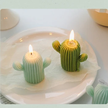 Kaktuss Aromatizētas Sveces Istabas Interjeru Ins Stila Mazināt Nogurumu Morandi Krāsas Lightings Ideāls Svētku, Dzimšanas dienu, Kāzu Dāvanas Attēls 2