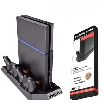 PS4 3 USB Strāvas HUB Vertikālā Dual Kontrolieris Lādētāja Uzlādes Dock Stacija Ar Dzesēšanas Ventilators Piecelties par Playstation 4 Konsole