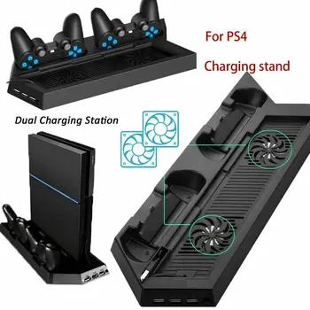 PS4 3 USB Strāvas HUB Vertikālā Dual Kontrolieris Lādētāja Uzlādes Dock Stacija Ar Dzesēšanas Ventilators Piecelties par Playstation 4 Konsole Attēls 2