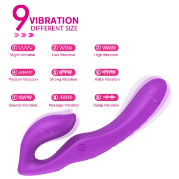 PHANXY Double-galvas Vibrators Sievietēm Strapless Lesbiešu Dildo G-spot Masturbators Seksa Rotaļlietas Pāris Maksts Massager Pieaugušajiem 18+ Attēls 2