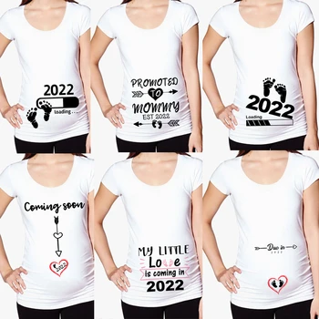 Bērnu Iekraušanas 2022 Sieviešu Iespiesti Grūtniecēm, T Kreklu, Meitene Dzemdību Īsām Piedurknēm Grūtniecības Sludinājumu Krekls Jauna Mamma Drēbes
