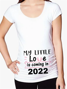 Bērnu Iekraušanas 2022 Sieviešu Iespiesti Grūtniecēm, T Kreklu, Meitene Dzemdību Īsām Piedurknēm Grūtniecības Sludinājumu Krekls Jauna Mamma Drēbes Attēls 2