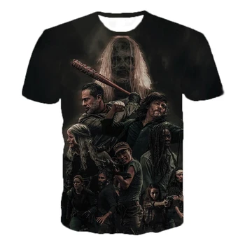 Newst 3D Iespiests T Krekls Vīriešu un Sieviešu Modes Gadījuma T-krekls Šausmu TV Drāma The Walking Dead Hip Hop Streetwear Lielgabarīta Topi