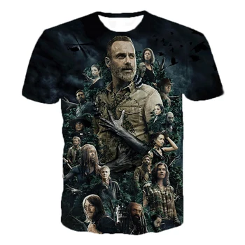 Newst 3D Iespiests T Krekls Vīriešu un Sieviešu Modes Gadījuma T-krekls Šausmu TV Drāma The Walking Dead Hip Hop Streetwear Lielgabarīta Topi Attēls 2