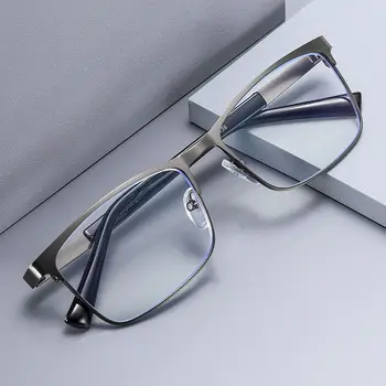 Modes Metāla Rāmis Vienkārši Vintage Biznesa Lasīšanas Brilles Anti-Zila Gaisma Ultra Light Brilles Acu Aizsardzība