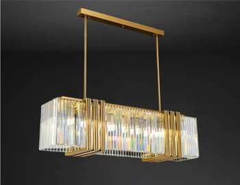Amerikāņu luksusa kristāla lustra ēdamistaba gaismas Virtuves Salu galda lampa, ēdamistaba lampas ilgi lustra Attēls 2