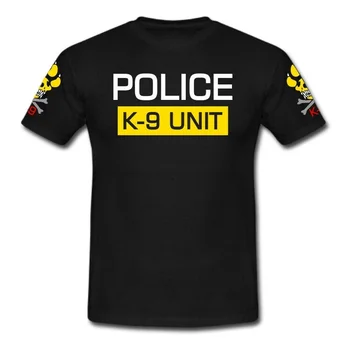 Policijas Suns K9 K-9 Vienību, Logo, Melns T-krekls ASV Izmērs