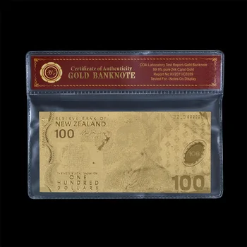 WR Viltotas Naudas Rēķinus Jaunzēlande 100 Dolāru Zelta Pārklājumu Banknotes ar Rāmi Biļetes Prop Naudu Dropshipping
