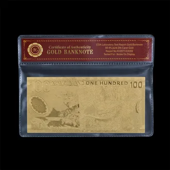 WR Viltotas Naudas Rēķinus Jaunzēlande 100 Dolāru Zelta Pārklājumu Banknotes ar Rāmi Biļetes Prop Naudu Dropshipping Attēls 2