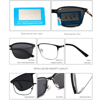 Tuvredzība Polarizētās Saulesbrilles Vīriešiem 2 In 1 Magnētisku Klipsi Brilles TR90 Optisko Recepšu Brilles, metāla Rāmji, Brilles F2034 Attēls 2