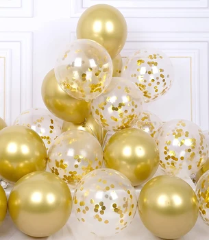 20pcs 12inch Chrome Rose Gold Balonu, Kāzas, Dzimšanas dienas svinības Rotājumi, Sudraba Metālisks Zelta Konfeti Balonu Bērnu Duša Attēls 2