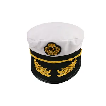 Vīriešu Cepure Zelta Lapas Izšūšana Komandieris Klp Jūrnieks Logo Sunhat Britu Armijas Cepures Vintage Navy Klp Kapteinis Flat Top Attēls 2