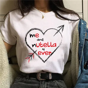 Smieklīgi Nutella Zemesriekstu Sviestu Grafiskais Sieviešu T-Krekls Vasaras Blūze Zaudēt Balts T-Veida, O-Veida Kakla Īsām Piedurknēm Bērniem, Topi, Drēbes Bērniem Attēls 2
