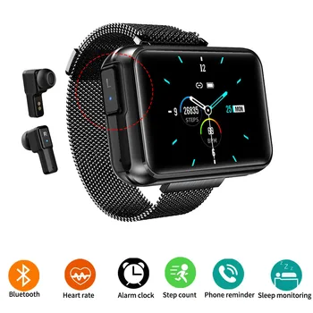 Cilvēks Sporta Smart Watch 2 in 1 TWS Bezvadu Bluetooth Austiņas HD Pilna skārienekrāna Fitnesa Smartwatch Veselības Noteikšanas Aproce